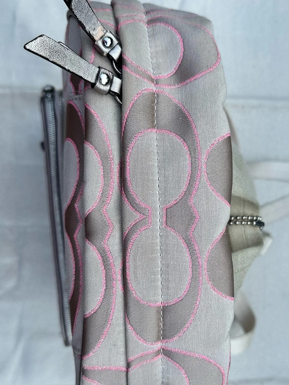 Coach Signature Canvas Backpack in Pink and Taupe